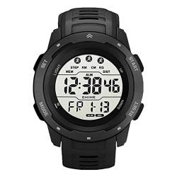 Digitale Sportuhr, Herren Digital Sportuhr Militär Elektronische Wasserdichte Armbanduhren für Männer mit Stoppuhr Alarm LED Hintergrundbeleuchtung (Schwarz) von JTLB