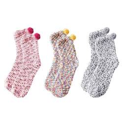 JTMKYO 3 Paar Kuchensocken, bequeme Schlafsocken, weiche Socken, warme Socken, verdickte pelzige Socken für Frauen, schöne Geschenke zum Valentinstag oder zur Geburtstagsfeier. von JTMKYO