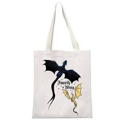 JTOUK Romantasy Fantasy Bookish Gift Dragon Rider Canvas Tote Bag Book Bag for Fantasy Reader, Vierte Tote EU, 13.78 inch x 14.96 inch, Large von JTOUK