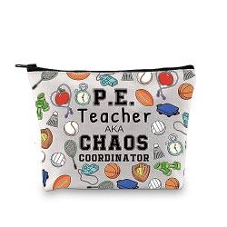 P.E. Lehrer-Chaos Koordinator Reißverschlusstasche Physical Education Lehrer Geschenk Gym Lehrer Geschenk Lehrer Wertschätzung Geschenk Make-up Tasche, P.e. Lehrer Beige EU, Kosmetiktasche mit Druck von JTOUK