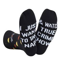 True Crime Lover Geschenk Crime Junkie Geschenk I Just Want To Take Naps & Watch True Crime Shows Socken für Murder Mystery Show Fans, Nickerchen & Kriminalität Show EU, Einheitsgröße Tall von JTOUK