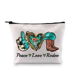 Western Rodeo Geschenk Rodeo Stiefel Make-up Tasche Country Cowgirl Geschenk Peace Love Rodeo Zipper Pouch Western Taschen Geschenk für sie, Love Rodeo Bag Eu, Kosmetiktasche mit Aufdruck von JTOUK