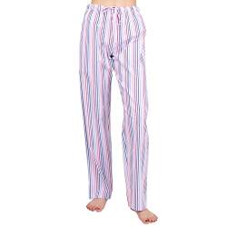 JTPW Damen 100% Baumwolle Woven Poplin Bequeme Pyjama/Lounge Hose mit Taschen,Colorfull Stripe,Size:XS von JTPW