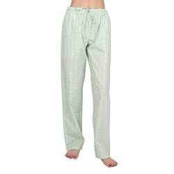 JTPW Damen 100% Baumwolle Woven Poplin Bequeme Pyjama/Lounge Hose mit Taschen,Cyan Blue Plaid,Size:S von JTPW