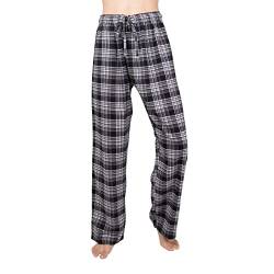 JTPW Herren 100% Baumwolle Flanell Bequeme Pyjama/Lounge Bottoms mit Taschen，Black White Plaid,L von JTPW