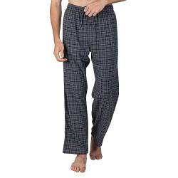 JTPW Herren 100% Baumwolle Flanell Bequeme Pyjama/Lounge Bottoms mit Taschen，Grey Navy Plaid,L von JTPW