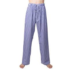 JTPW Herren 100% Baumwolle Gewebte Popeline Bequeme Pyjama/Lounge Hose mit Taschen, Blue White Stripe, SIZE:L von JTPW