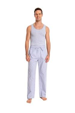 JTPW Herren 100% Baumwolle Gewebte Popeline Bequeme Pyjama/Lounge Hose mit Taschen, Grey Black Plaid, SIZE:L von JTPW