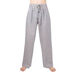 JTPW Herren 100% Baumwolle Gewebte Popeline Bequeme Pyjama/Lounge Hose mit Taschen, Navy Cream Stripe, SIZE:M von JTPW