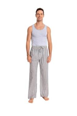 JTPW Herren 100% Baumwolle Gewebte Popeline Bequeme Pyjama/Lounge Hose mit Taschen, Navy Cream Stripe, SIZE:XL von JTPW