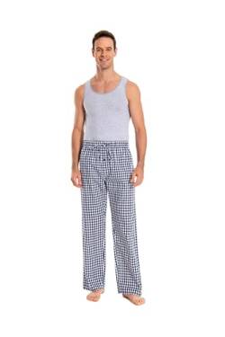 JTPW Herren 100% Baumwolle Gewebte Popeline Bequeme Pyjama/Lounge Hose mit Taschen, Navy White Check, SIZE:XL von JTPW