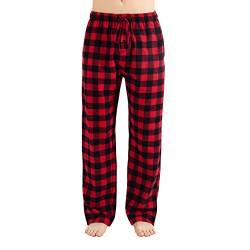 JTPW Men's 100% Cotton Flannel Sleep Pajama Pants With Pockets, Black Red Check, Size: L von JTPW