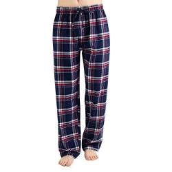 JTPW Men's 100% Cotton Flannel Sleep Pajama Pants with Pockets, Blue White Plaid, Size: M von JTPW