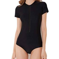 JTRHD Damen Badeanzug Frauen-Surfen Badeanzug Badeanzug Halbarm Zip UV-Schutz Badeanzug für Strand, Schwimmen (Farbe : Black, Size : L) von JTRHD