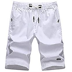 JTRHD Herren Casual Sporthose Shorts männer Sommer lose Shorts 5 Punkte Hosen Strand Hosen große Hosen für Männer (Farbe : Weiß, Size : XXL) von JTRHD