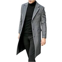 British Style Geschäftsreiten Mantel Leichtgewicht Übergangsjacke Mantel Herren Trenchcoat Herren Mantel Elegant lange Jacke Slim-Fit Mäntel Stehkragen/Reverskragen Wollmischung Warm Gefüttert von JUANMAO