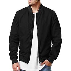 Herren Jacke Übergangsjacke Bomberjacke Collegejacke Basic Bomber Windbreaker Varsity Jacket Mode Sportjacke Sweatjacke Stehkragen Streetwear Jacke Streetwear Jacken Mantel Windjacke Schwarz 5XL von JUANMAO