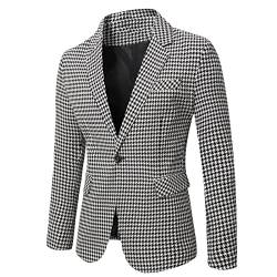 JUANMAO Herren Sakko Muster Plaid Modern Anzugjacke Blazer Men Casual Suits Jacke Herren Smokingjacke Blazer Herren Langer Woll Trenchcoat Business Herren Mantel Anzug Blazer Slim Elegant Business von JUANMAO