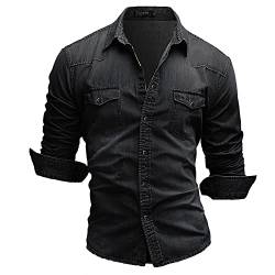 Jeanshemd Herren Denim Shirt Langarmhemd Denim Shirt Cowboy Style Freizeit Hemd Langarm Regular Fit Western Jeanshemd männer Kent Kragen Business Casual Jeanshemd Herren Denim Shirt Langarmhemd von JUANMAO