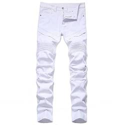 jeans herren straight Herren-Jeans Regular Fit Herren Jeanshose Basic Style Jeans aus Super-Stretch-Denim Männer Jeans Bootcut Denim Pocket Jeans Herren Slim Fit Sweathose in Jeansoptik Weiß von JUANMAO