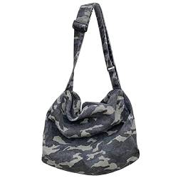 JUCHRZEY Lässige Retro-Umhängetasche, Camouflage-Segeltuch, Schultertasche, großes Fassungsvermögen, japanischer waschbarer Reißverschluss for Freizeit, Reisen, Einkaufen, Handtasche von JUCHRZEY