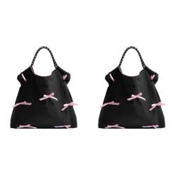 JUCHRZEY Niedliche Umhängetasche mit Fliege, süße Unterarmtasche, modische Handtasche für Damen (schwarz) von JUCHRZEY