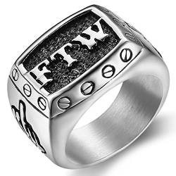 FTW Mittelfinger Ring aus Edelstahl (grau, Y) von JUDE