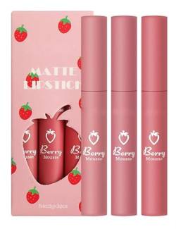 3PCS Sweet Matte Liquid Lipstick Set, Lip Gloss Set Waterproof Long Lasting Non-stick Cup, Matte Velvet Lip Ladies Makeup (3) von JUDEWY