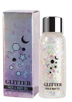 Body Glitter Gel, Face Glitter Body Glitter Glitter Liquid Eyeshadow, Face Hair Nail Glitter, Holographic Makeup Festival Glitter Makeup (01) von JUDEWY