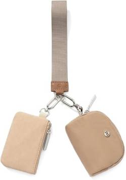 Doppeltasche Mit Reißverschluss Handgelenkstasche Schlüsselanhänger Handgelenkstasche Brieftasche Tragbare Handgelenkstasche Abnehmbare Münzbörse Für Frauen (Khaki Braun) von JUDEWY