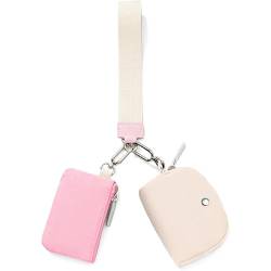 Doppeltasche Mit Reißverschluss Handgelenkstasche Schlüsselanhänger Handgelenkstasche Brieftasche Tragbare Handgelenkstasche Abnehmbare Münzbörse Für Frauen (Rosa und Weiß) von JUDEWY