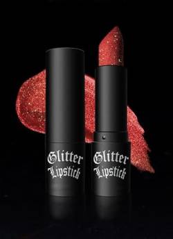 Glitter Lipstick Lip Gloss, Rot Lila Schwarz Langanhaltender Glitter Lip Stick Makeup Geschenk (3) von JUDEWY