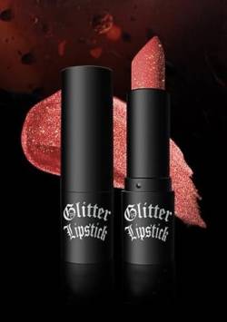 Glitter Lipstick Lip Gloss, Rot Lila Schwarz Langanhaltender Glitter Lip Stick Makeup Geschenk (5) von JUDEWY