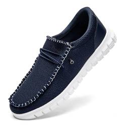 JUEQIBAA Herren Freizeitschuhe Mokassins Bootsschuhe Loafers Business Flache Driving Low Casual Slippers Atmungsaktive Walking Herren Schuhe Dunkel Blau Größe EU 42 von JUEQIBAA