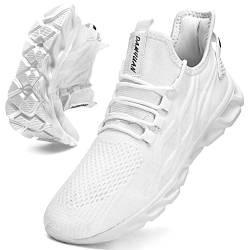 JUEQIBAA Herren Sneaker Schuhe Sportschuhe Leichtgewichts Tennisschuhe Joggingschuhe Männer Fitnessschuhe Walking Schuhe Gym Running Shoes Weiß Weiß, EU 42 von JUEQIBAA