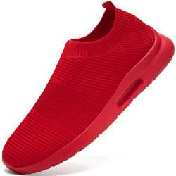 JUEQIBAA Herren Sneakers Laufschuhe Turnschuhe Sportschuhe Slip on Schuhe Fitness Sporthalle Freizeitschuhe Atmungsaktiv Joggingschuhe Rot 46 von JUEQIBAA