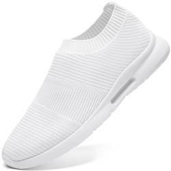 JUEQIBAA Schuhe Herren Sommerschuhe Leichtgewichts Laufschuhe Turnschuhe Freizeitschuhe Männer Schuhe Atmungsaktiv Slip on Sneaker Weiß 39 von JUEQIBAA