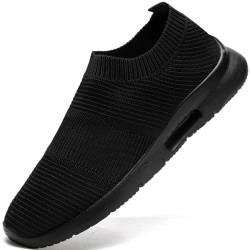 JUEQIBAA Slip on Sneaker Herren Turnschuhe Sportschuhe Laufschuhe Atmungsaktiv Joggingschuhe Straßenlaufschuhe Outdoor Walkingschuhe Schwarz 41 von JUEQIBAA