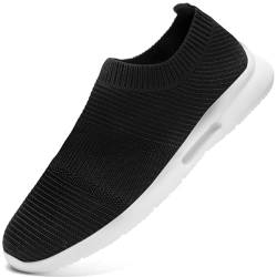 JUEQIBAA Sneakers Herren Sportschuhe Turnschuhe Slip on Schuhe Fitness Sporthalle Freizeitschuhe Leichtgewichts Joggingschuhe Laufschuhe Schwarz 40 von JUEQIBAA