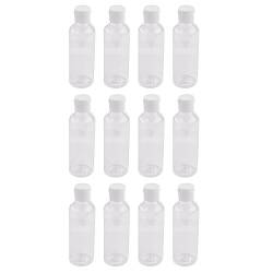 JUFUM 12 x 100 ml transparente Kunststoff-Flaschen für Reisen, Shampoo, Lotion, Kosmetik-Behälter von JUFUM