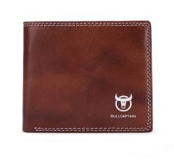 Captain Cow Wallet Herren Leder Kurz Weich Leder Geldbörse Kopfschicht Rindsleder Dokumentenwechsel Karte Dollar Clip Tasche, coffee, Schmal, Modern von JUGTL