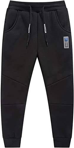 JUIYNIZT Jungen Jogginghose Gefütterte Sporthose Kinder Sweathose Winter Thermohose Jogger (Schwarz #3, 146) von JUIYNIZT