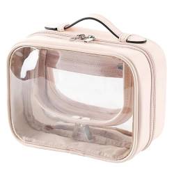 JUJNE Transparente Make-Up-Tasche, Doppelte -Kosmetiktasche, Wasserdichter Kulturbeutel, Große Kapazität, Offene Aufbewahrungstasche, Rosa, Langlebig, 21 X 11 X 15 cm von JUJNE