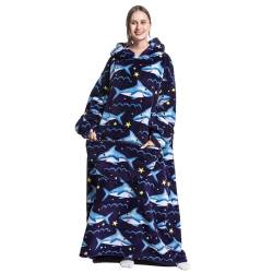 JULGIRL Übergroße tragbare Decke für Damen und Herren Sherpa-Fleece, Dicker Warmer Kapuzenpullover mit Riesentasche, super gemütlicher Riesen-Decken-Hoodie für Erwachsene, Männer, Frauen, Jugendliche von JULGIRL