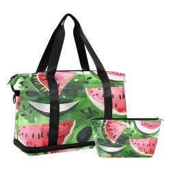 JUMBEAR Sommer-Sporttasche mit Wassermelonen-Motiv, Reisetasche mit Nasstasche, Reisetasche für Damen und Herren, große Kapazität, Reisetasche mit Schultergurt für Fitnessstudio, Reisen, Schwimmen, a, von JUMBEAR
