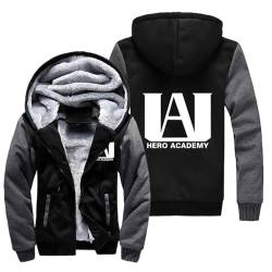 JUMBOZ My He-ro Academ-ia Winter Jacke Herren, Gefütterte Kapuzenjacke mit Reißverschluss, Stylisch Outdoorjacke für Studenten-Black B||4XL von JUMBOZ