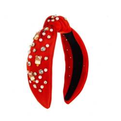 Damen-Stirnbänder, Haarbänder, Strass-Perlen-Stirnband mit breitem oben geknotetem Turban, Yoga-Mode-Vintage-elastisches Haarband für Mädchen #Mintgrün#Weiß#Hellblau#Rot von JUNCHUANG