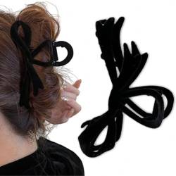 Samt-Haarklammer mit Schleife, rutschfeste Schleife, Klammer für Frauen, elegante Haarklammer, Schmetterlings-Haarspange für Frauen und Mädchen, dickes, dünnes und lockiges Haar, Weinrot#Schwarz von JUNCHUANG