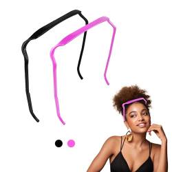JUNECODE Lockiges Haarband, 2 Stück, unsichtbarer Haarreif, Sonnenbrillen-Stirnband für Damen, Haarmischung, Frisuren-Befestigungswerkzeug für lockiges Haar (schwarz + pink) von JUNECODE