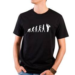 JUNIWORDS Herren T-Shirt mit rundem Ausschnitt - Evolution Saxophon Wähle Größe & Farbe - Größe: XL - Farbe: Schwarz von JUNIWORDS